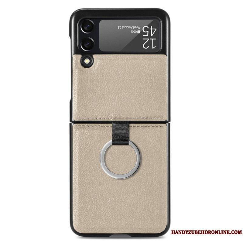 Coque Samsung Galaxy Z Flip 3 5G Effet Cuir avec Anneau