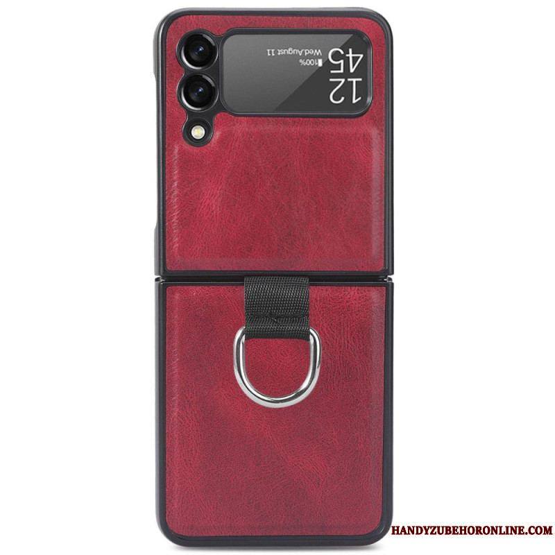 Coque Samsung Galaxy Z Flip 3 5G Style Cuir Vintage avec Anneau