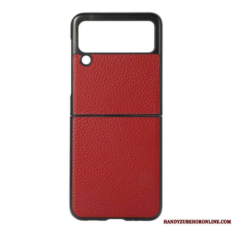 Coque Samsung Galaxy Z Flip 3 5G Véritable Cuir Litchi Color