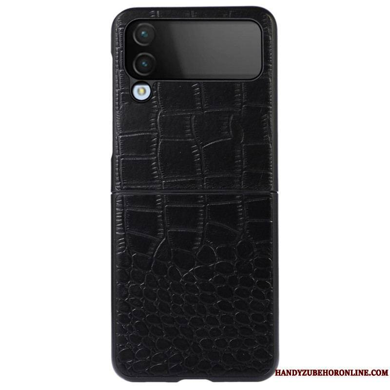 Coque Samsung Galaxy Z Flip 4 Cuir Véritable Effet Crocodile