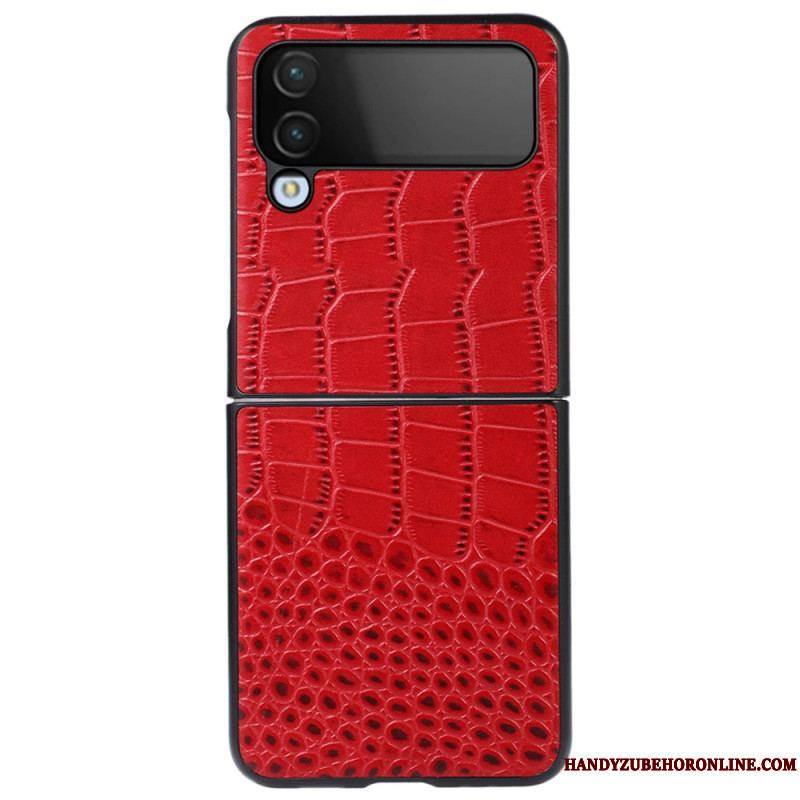 Coque Samsung Galaxy Z Flip 4 Cuir Véritable Effet Crocodile