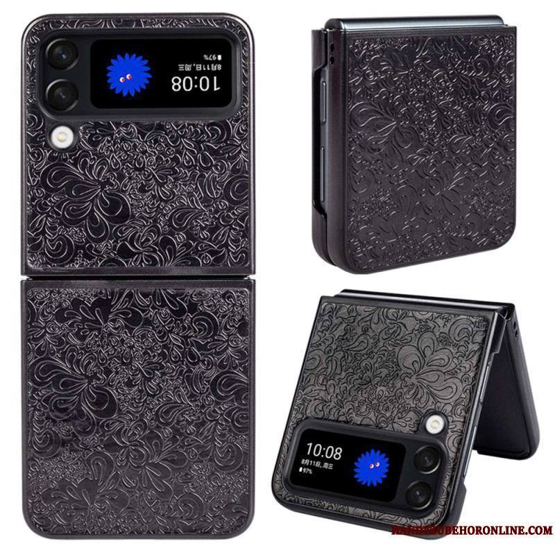 Coque Samsung Galaxy Z Flip 4 Effet Cuir Baroque