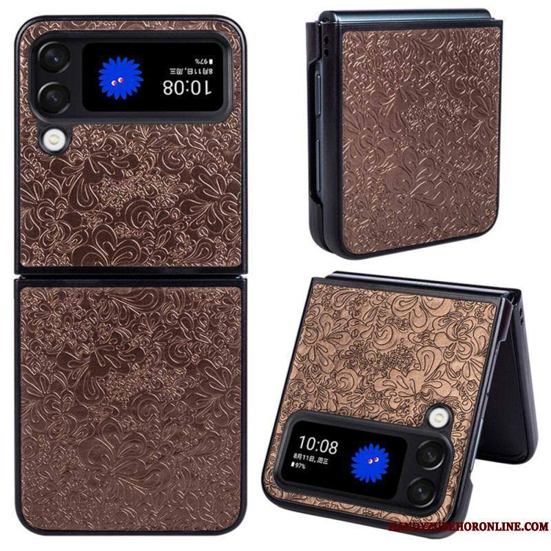 Coque Samsung Galaxy Z Flip 4 Effet Cuir Baroque