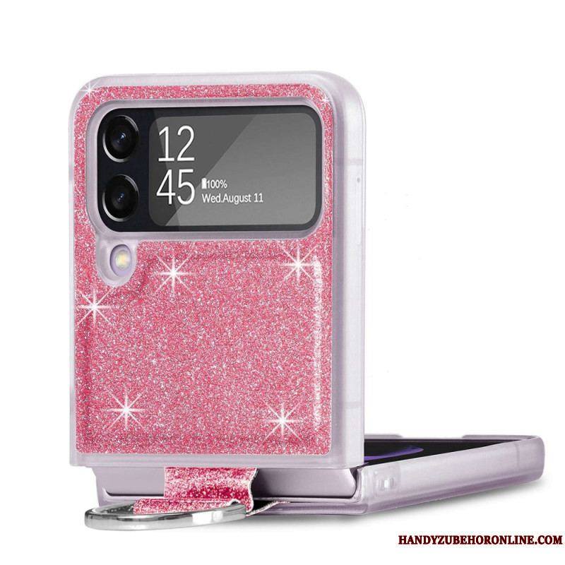 Coque Samsung Galaxy Z Flip 4 Paillettes et Anneau