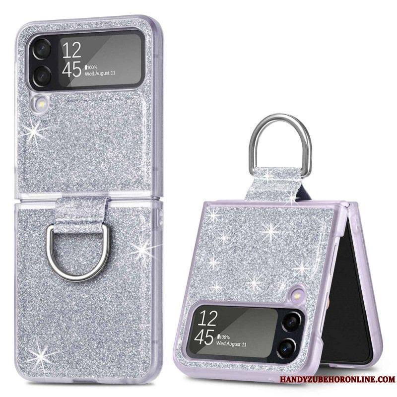 Coque Samsung Galaxy Z Flip 4 Paillettes et Anneau