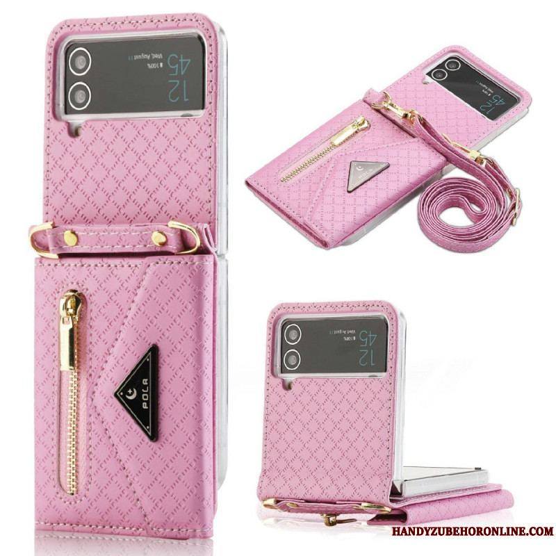 Coque Samsung Galaxy Z Flip 4 Porte-Monnaie avec Bandoulière