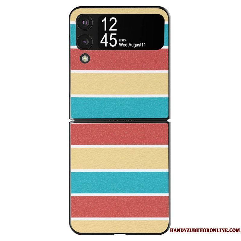 Coque Samsung Galaxy Z Flip 4 Simili Cuir Lignes