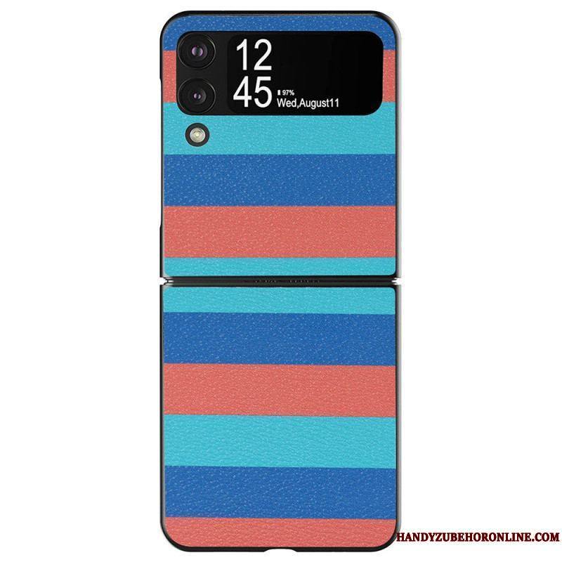 Coque Samsung Galaxy Z Flip 4 Simili Cuir Lignes