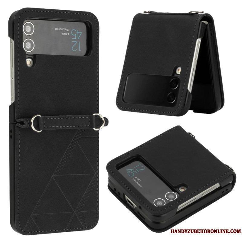 Coque Samsung Galaxy Z Flip 4 Simili Cuir Triangles