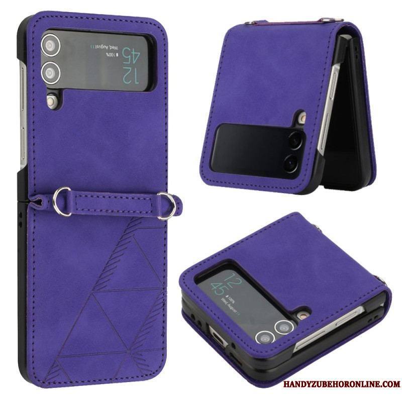 Coque Samsung Galaxy Z Flip 4 Simili Cuir Triangles