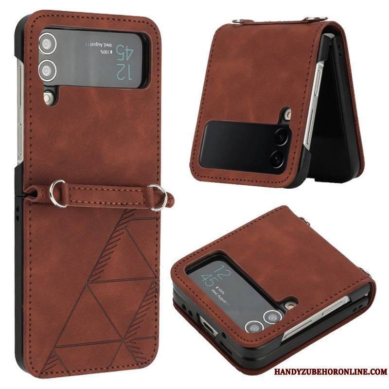 Coque Samsung Galaxy Z Flip 4 Simili Cuir Triangles