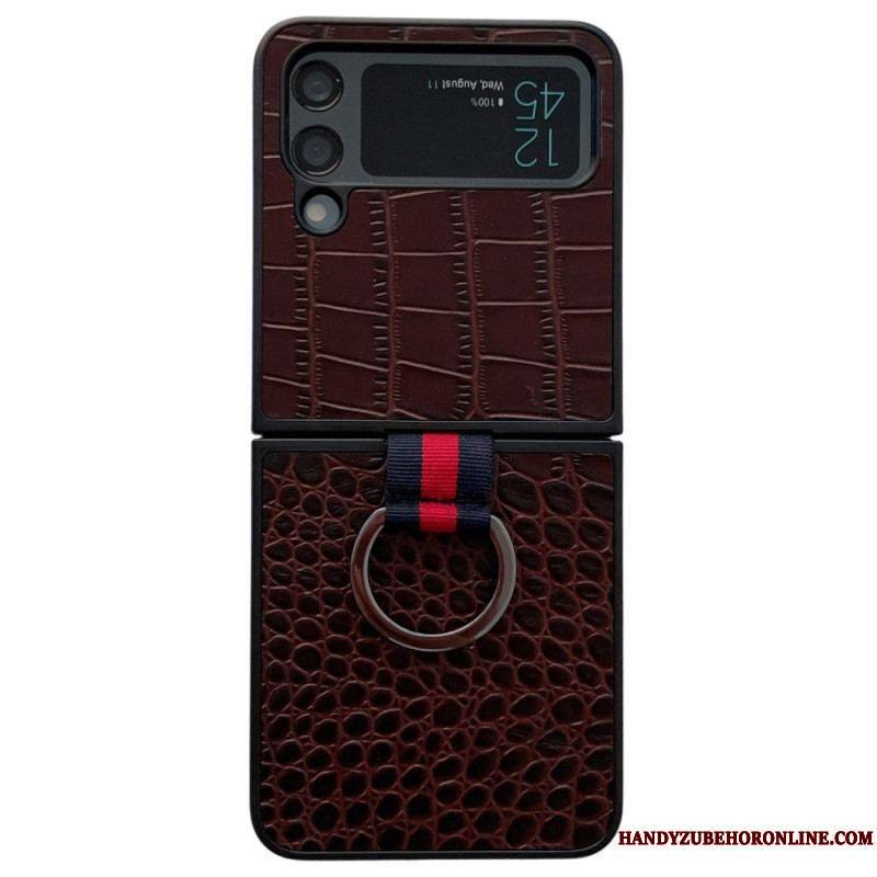 Coque Samsung Galaxy Z Flip 4 Style Crocodile et Anneau