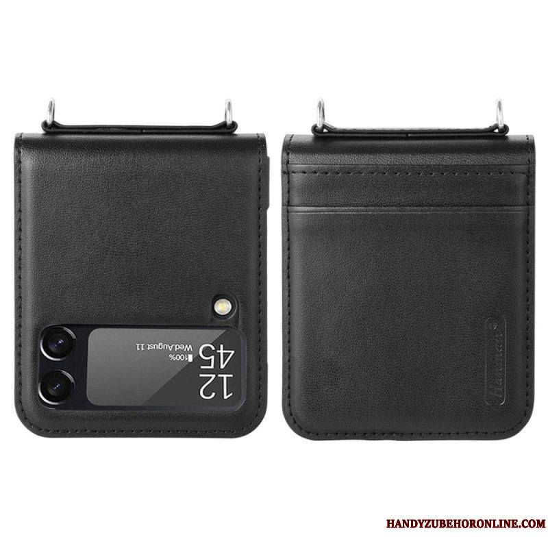 Coque Samsung Galaxy Z Flip 4 Style Cuir avec Lanière