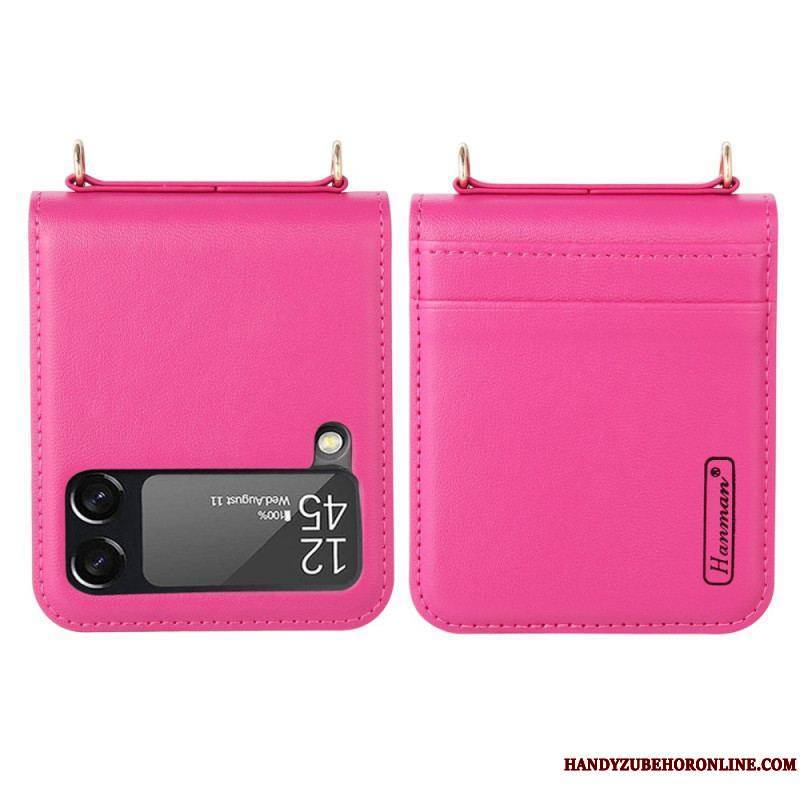 Coque Samsung Galaxy Z Flip 4 Style Cuir avec Lanière