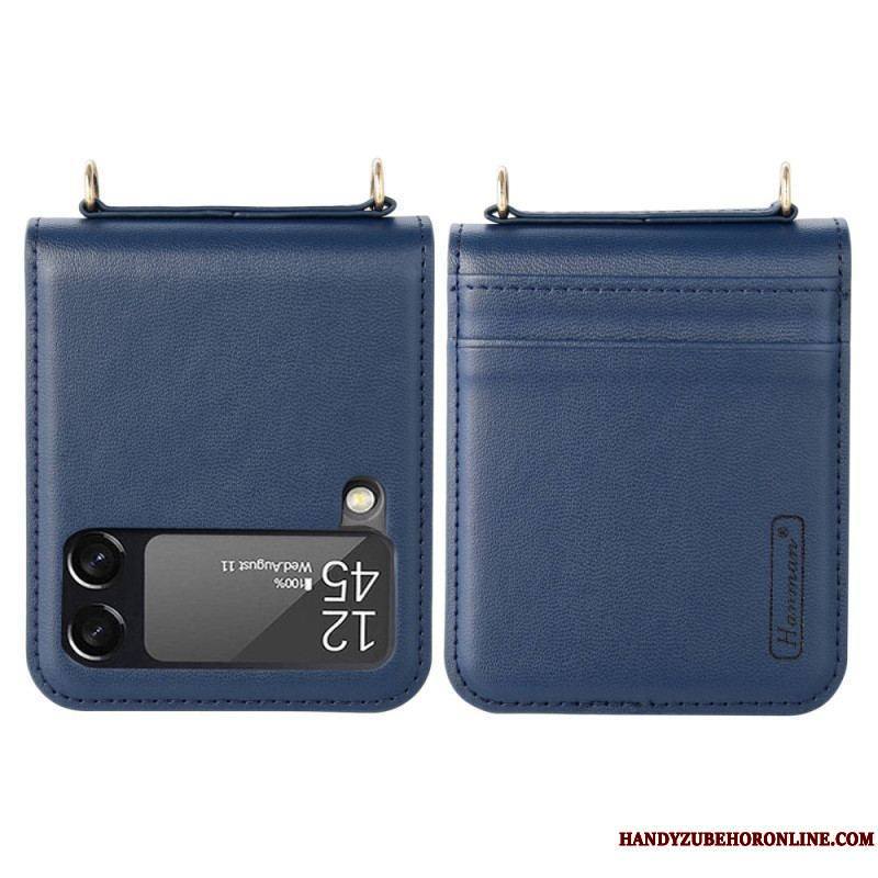 Coque Samsung Galaxy Z Flip 4 Style Cuir avec Lanière