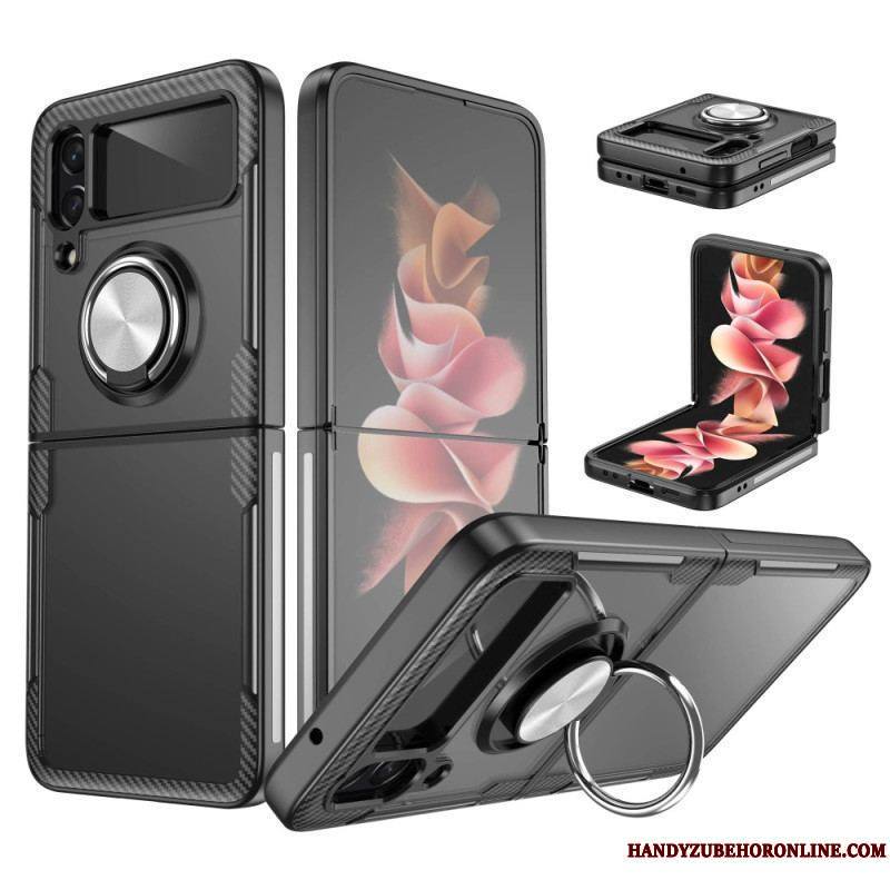 Coque Samsung Galaxy Z Flip 4 Transparente Anneau-Support