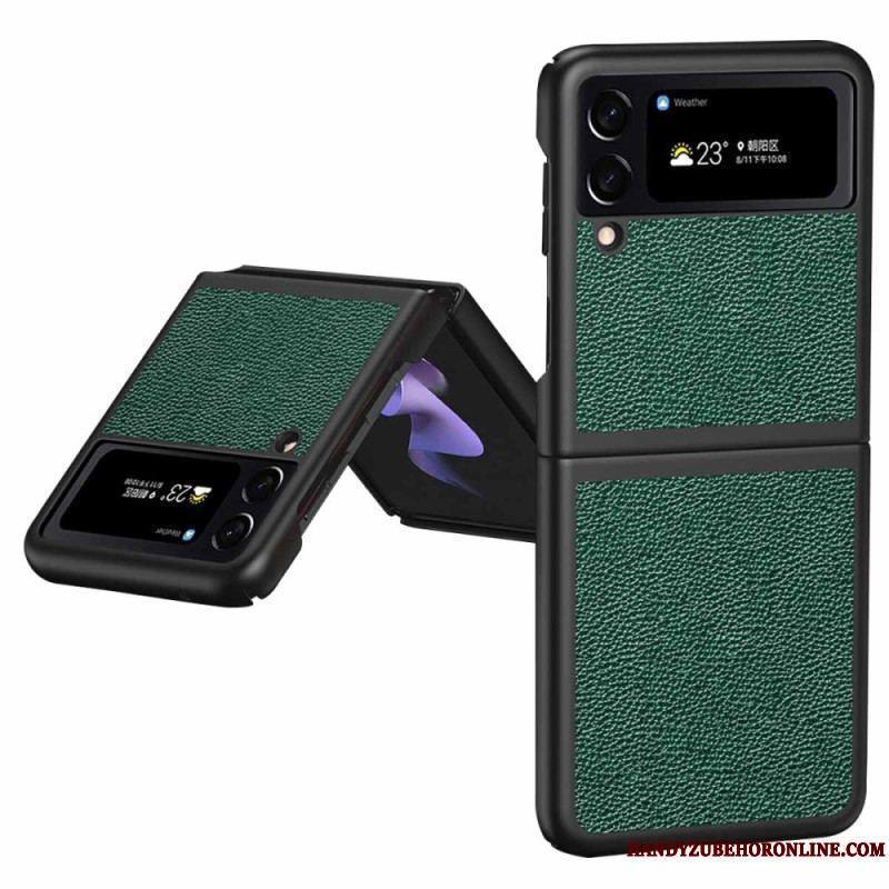 Coque Samsung Galaxy Z Flip 4 Véritable Cuir Litchi Color