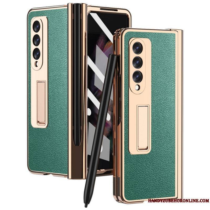 Coque Samsung Galaxy Z Fold 3 5G Cuir Litchi Multi-Fonctions