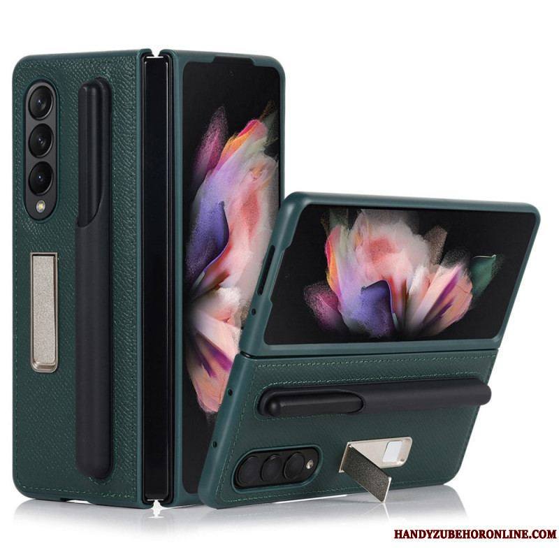 Coque Samsung Galaxy Z Fold 3 5G Cuir Véritable Support et Porte-Stylet