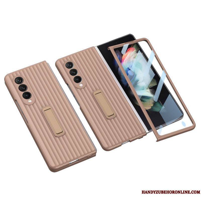 Coque Samsung Galaxy Z Fold 3 5G Texturée Support et Protecteur Écran GKK