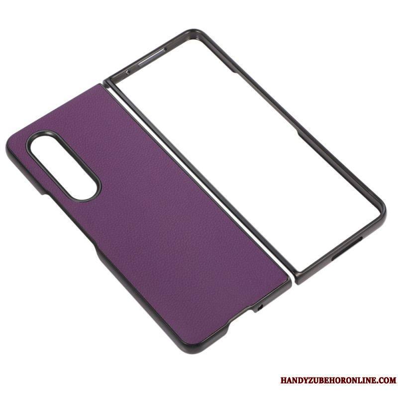 Coque Samsung Galaxy Z Fold 4 Simili Cuir Litchi Effet Rétro