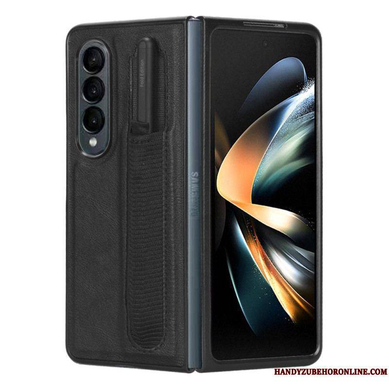 Coque Samsung Galaxy Z Fold 4 Simili Cuir Rétro Stylet