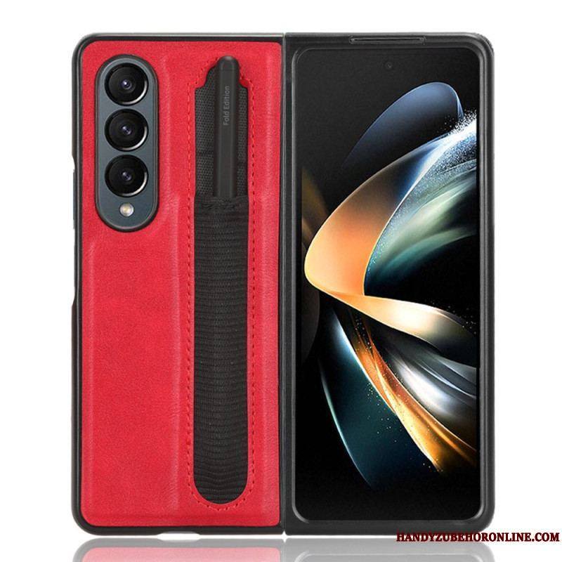 Coque Samsung Galaxy Z Fold 4 Simili Cuir Rétro Stylet