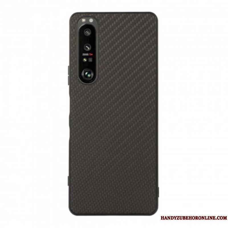 Coque Sony Xperia 1 III Effet Cuir Texture Fibre Carbone