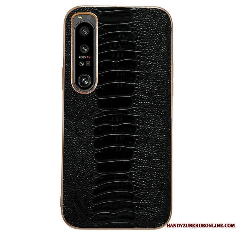 Coque Sony Xperia 1 IV Cuir Véritable Style Crocodile