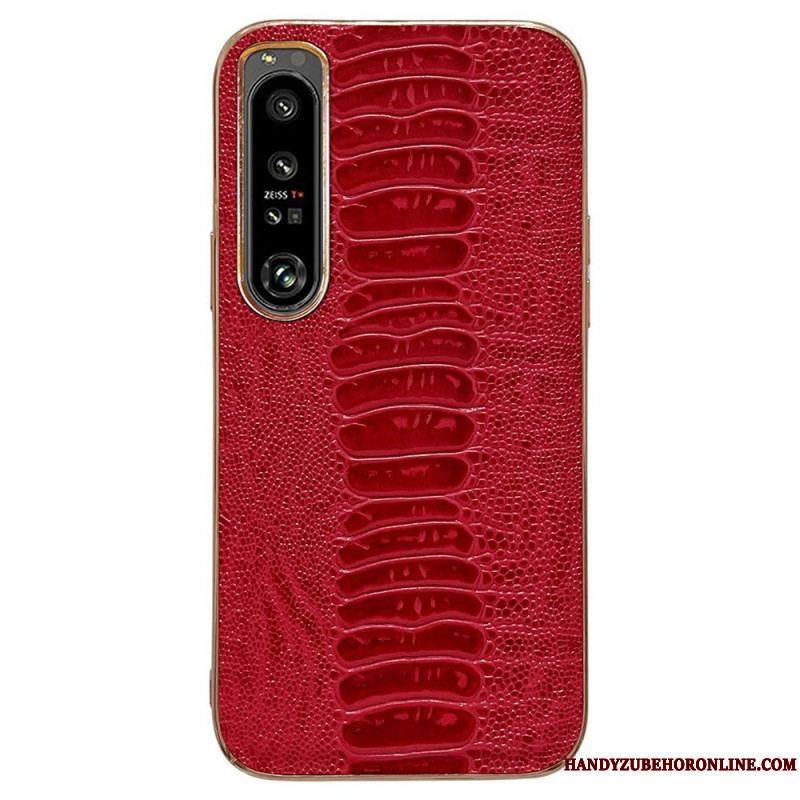 Coque Sony Xperia 1 IV Cuir Véritable Style Crocodile