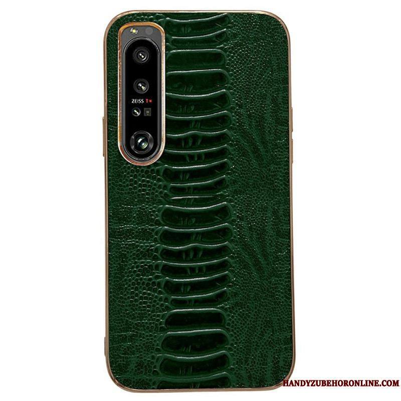 Coque Sony Xperia 1 IV Cuir Véritable Style Crocodile