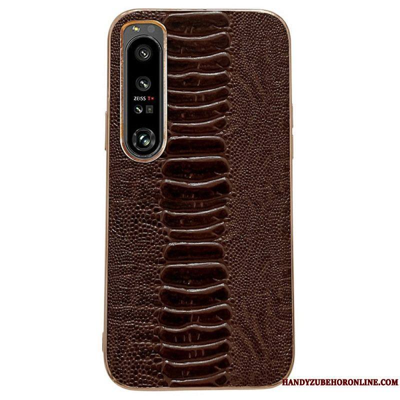 Coque Sony Xperia 1 IV Cuir Véritable Style Crocodile