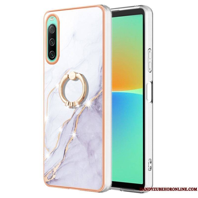 Coque Sony Xperia 10 IV Marbre avec Anneau-Support