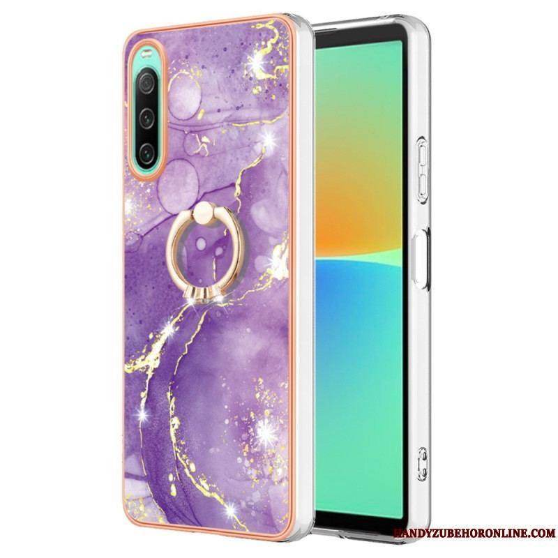 Coque Sony Xperia 10 IV Marbre avec Anneau-Support