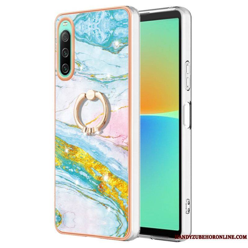 Coque Sony Xperia 10 IV Marbre avec Anneau-Support