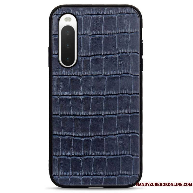 Coque Sony Xperia 10 IV Véritable Cuir Texture Crocodile