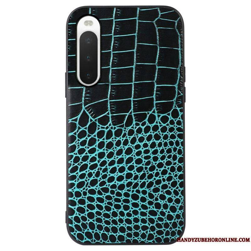 Coque Sony Xperia 10 IV Véritable Cuir Texture Crocodile