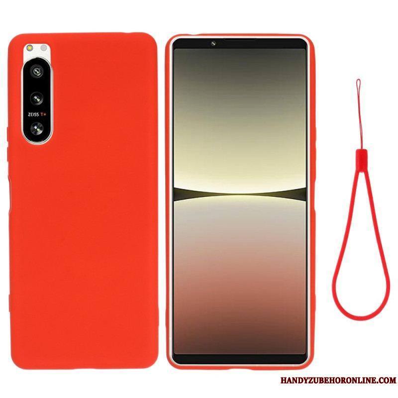 Coque Sony Xperia 5 IV Silicone Liquide à Lanière