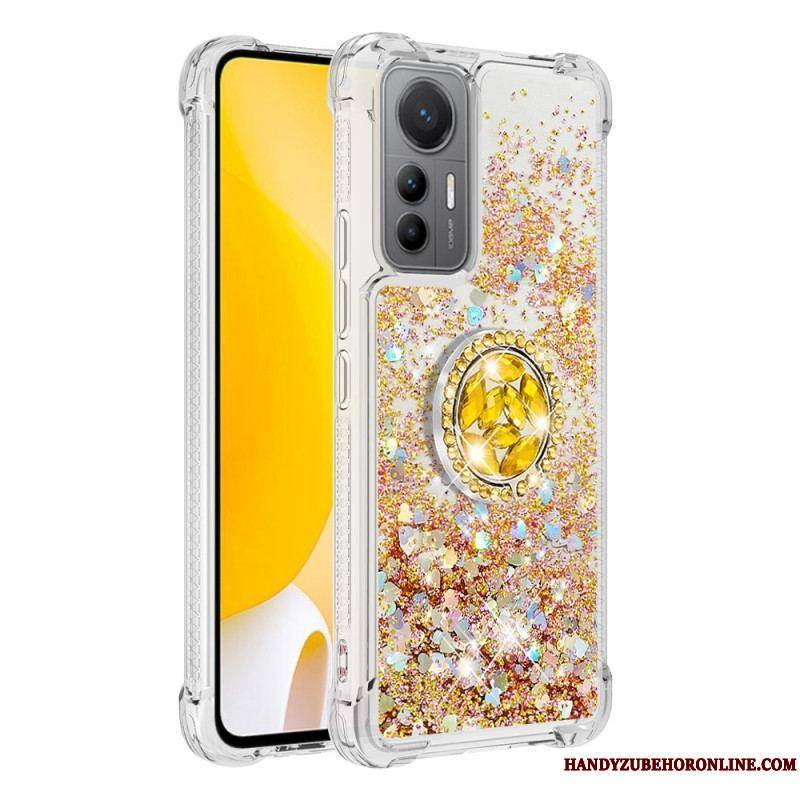 Coque Xiaomi 12 Lite Paillettes Colorées Anneau-Support