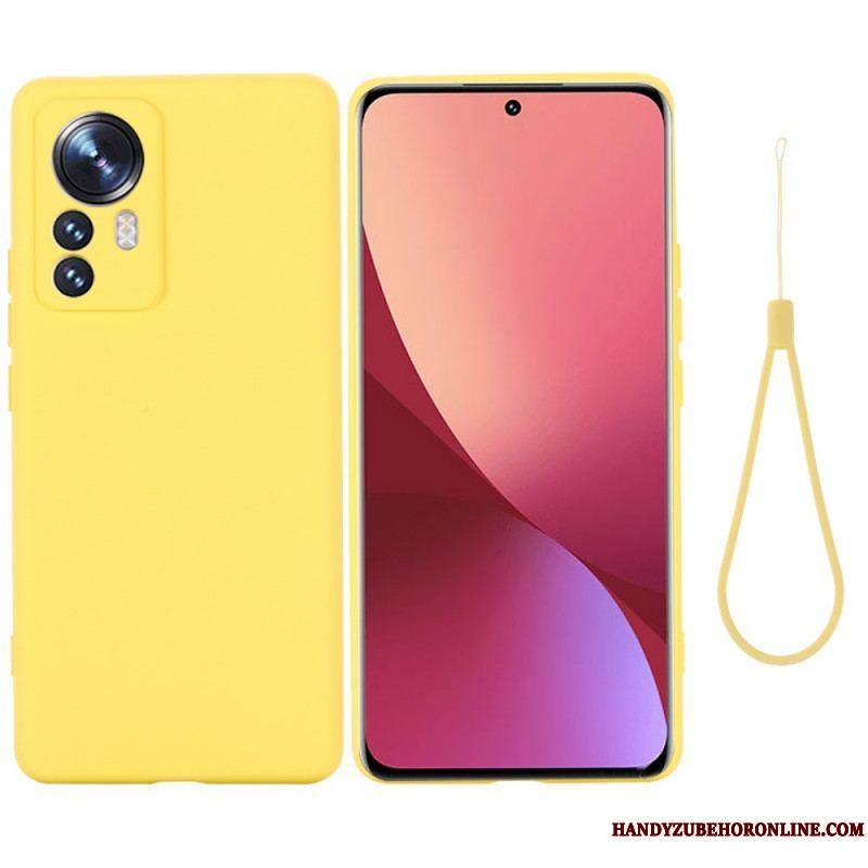 Coque Xiaomi 12 Pro Silicone Liquide Avec Lanière