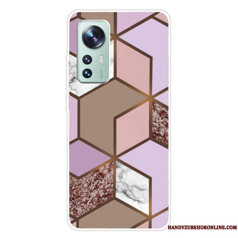 Coque Xiaomi 12 Pro Silicone Marbre Géométrie