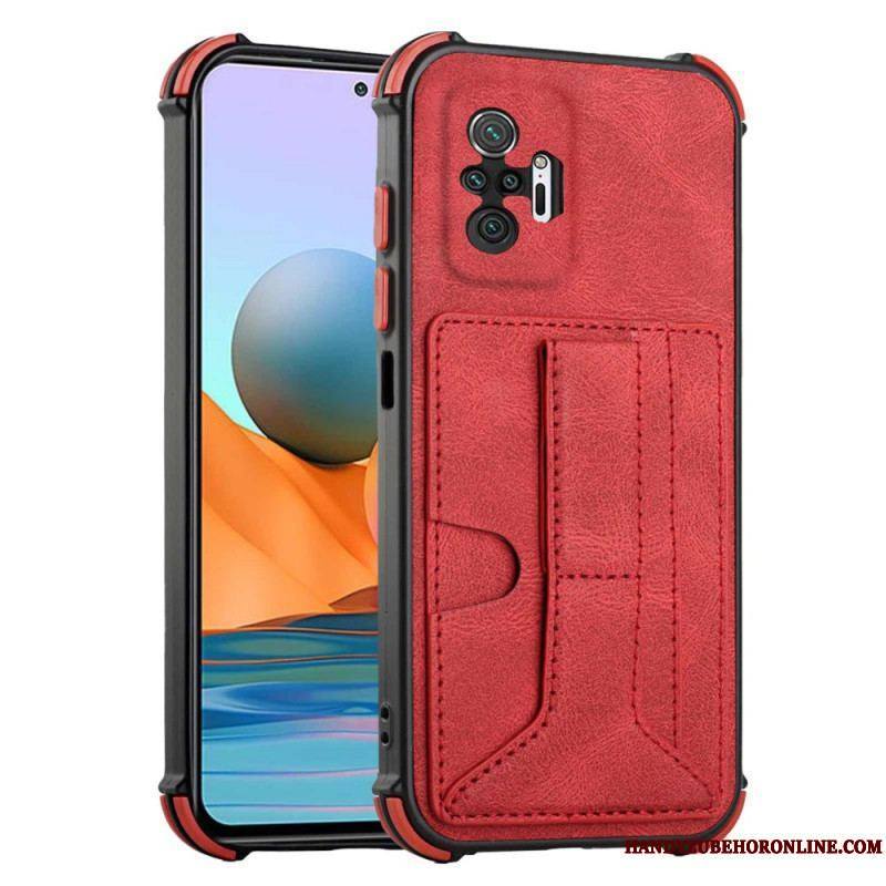 Coque Xiaomi Redmi Note 10 Pro Effet Cuir Avec Porte Cartes et Sangle