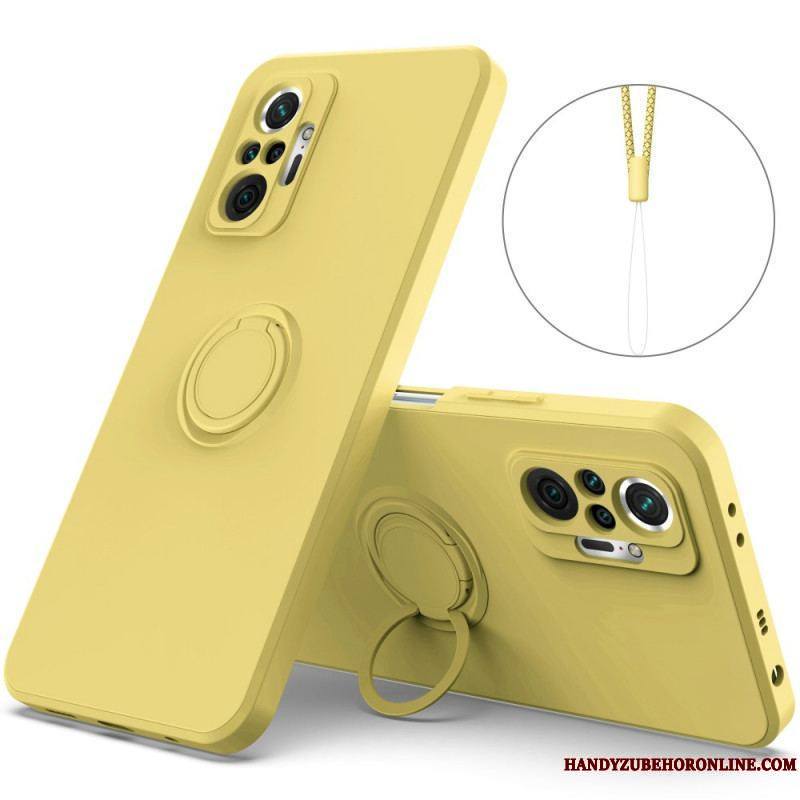 Coque Xiaomi Redmi Note 10 Pro Silicone Liquide Anneau et Lanière