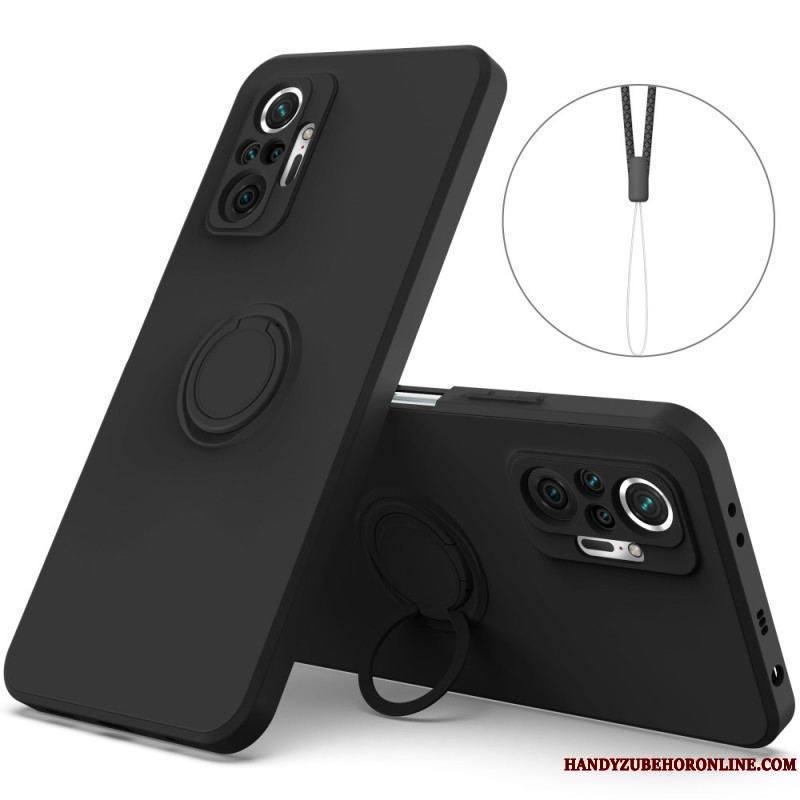 Coque Xiaomi Redmi Note 10 Pro Silicone Liquide Anneau et Lanière