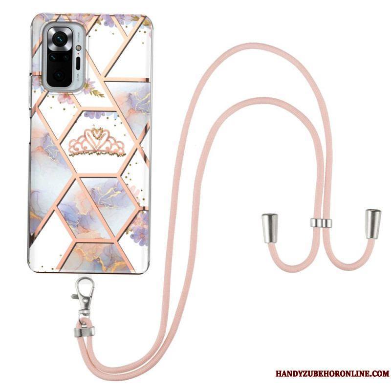 Coque Xiaomi Redmi Note 10 Pro à Cordon Marbre Motif Floral