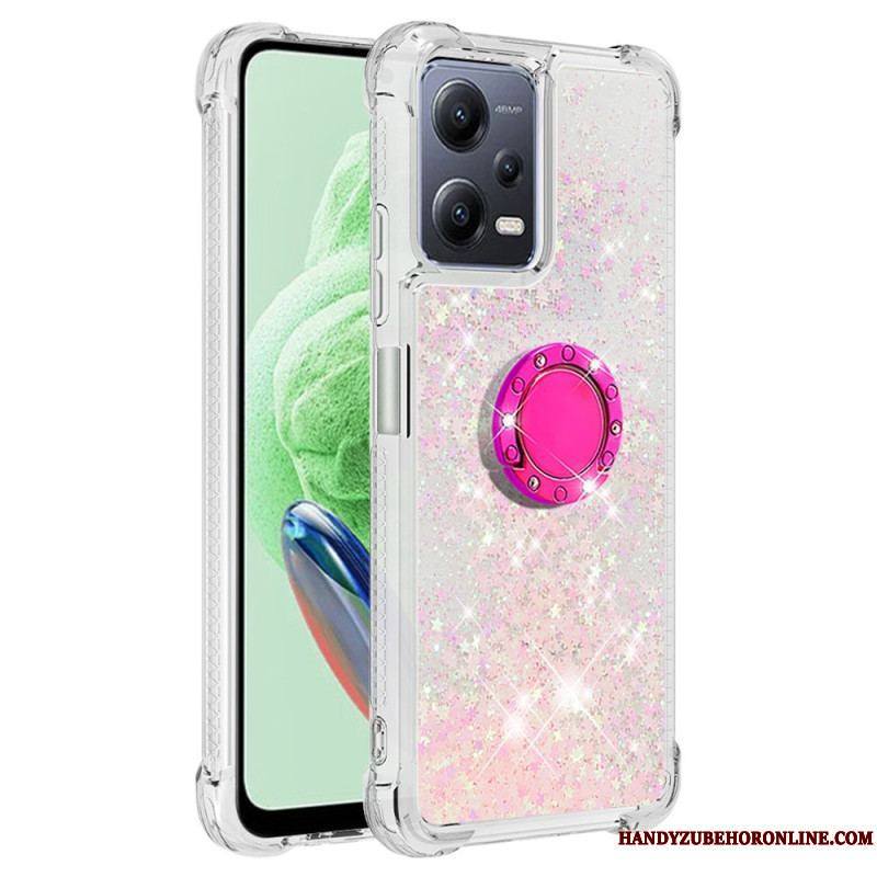 Coque Xiaomi Redmi Note 12/Poco X5 5G Paillettes Colorées Anneau-Support