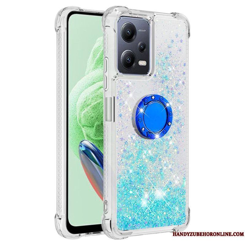 Coque Xiaomi Redmi Note 12/Poco X5 5G Paillettes Colorées Anneau-Support