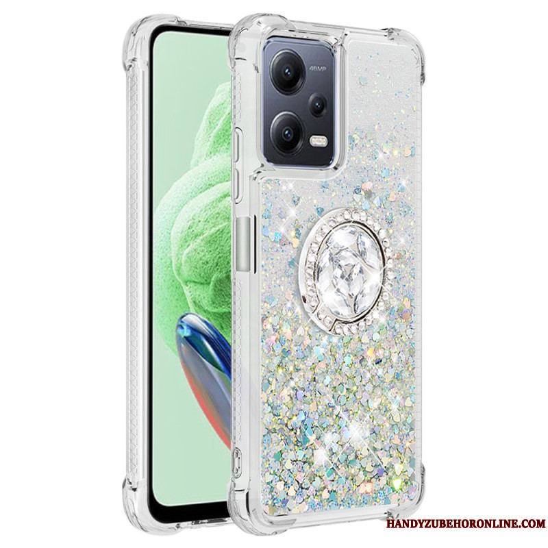 Coque Xiaomi Redmi Note 12/Poco X5 5G Paillettes Colorées Anneau-Support