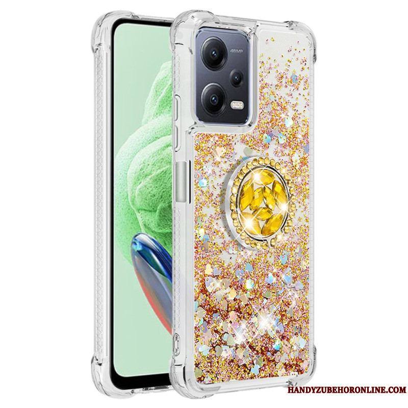 Coque Xiaomi Redmi Note 12/Poco X5 5G Paillettes Colorées Anneau-Support