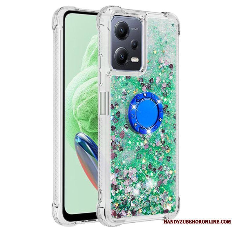 Coque Xiaomi Redmi Note 12/Poco X5 5G Paillettes Colorées Anneau-Support